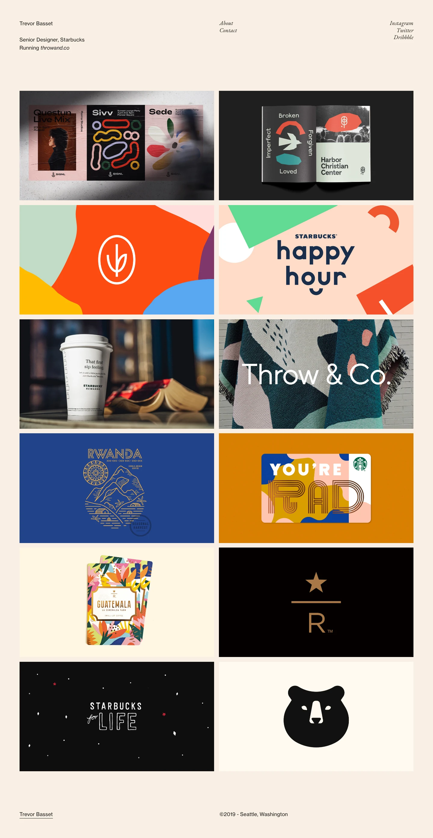 Trevor Basset Landing Page Example: Senior Designer, Starbucks. Running throwand.co