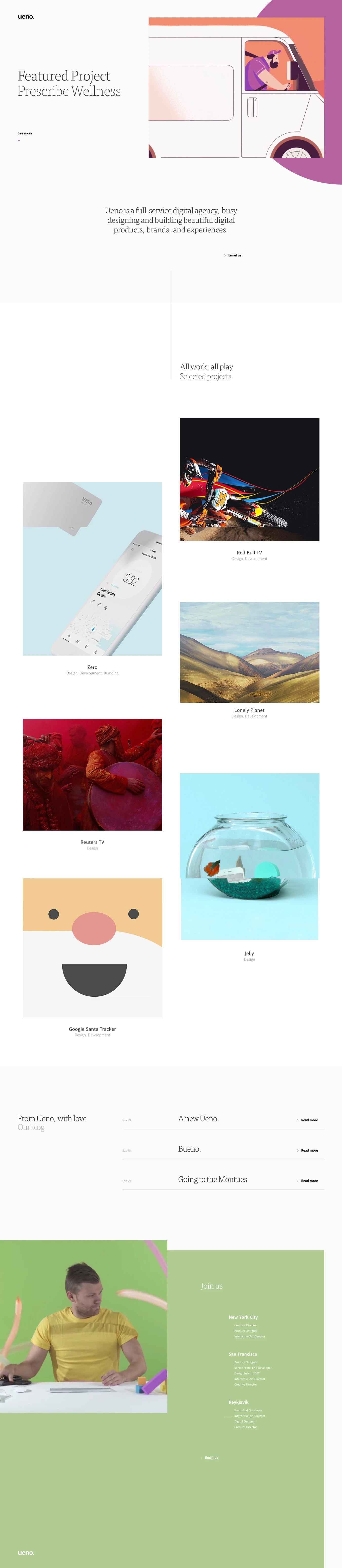Ueno Landing Page Example: Ueno is a full-service digital agency, busy designing and building beautiful digital products, brands, and experiences.