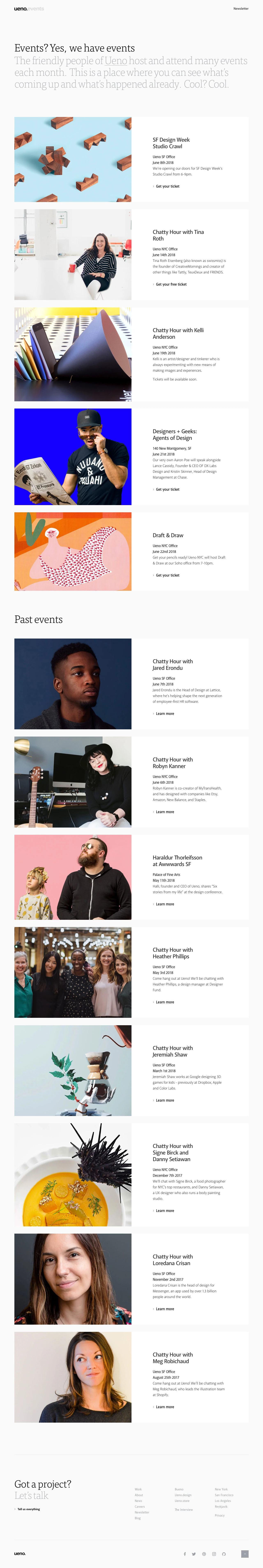 Ueno Events Landing Page Example: The friendly people of Ueno host and attend many events each month. This is a place where you can see what’s coming up and what’s happened already.