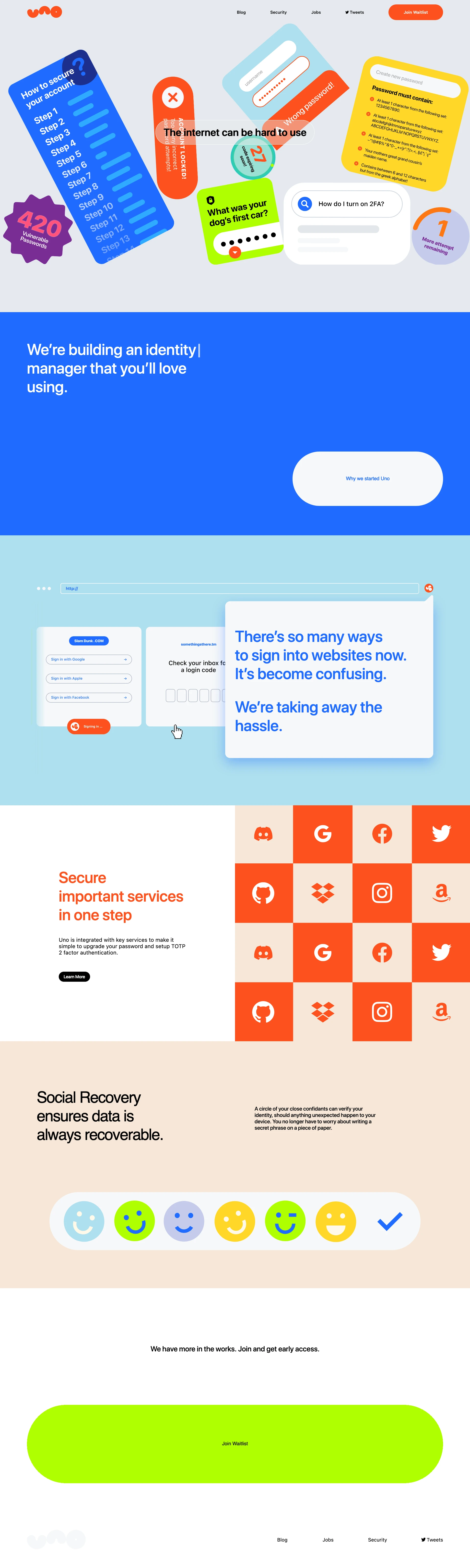 Uno Landing Page Example: Uno is making the internet easier to use, starting with security.