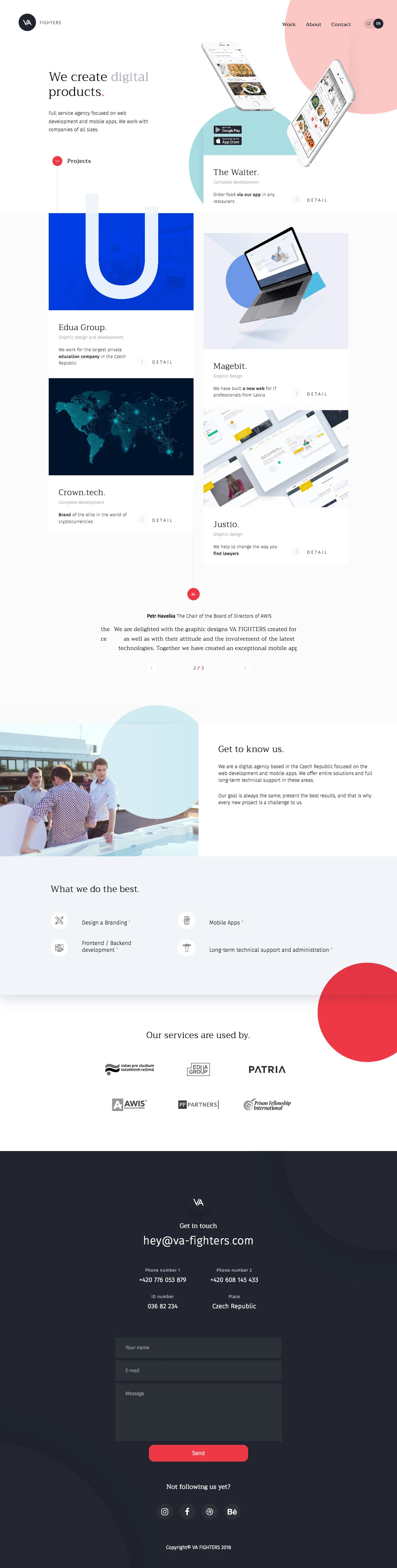 VA FIGHTERS Landing Page Example: Full service agency focused on web development and mobile apps. We work with companies of all sizes.