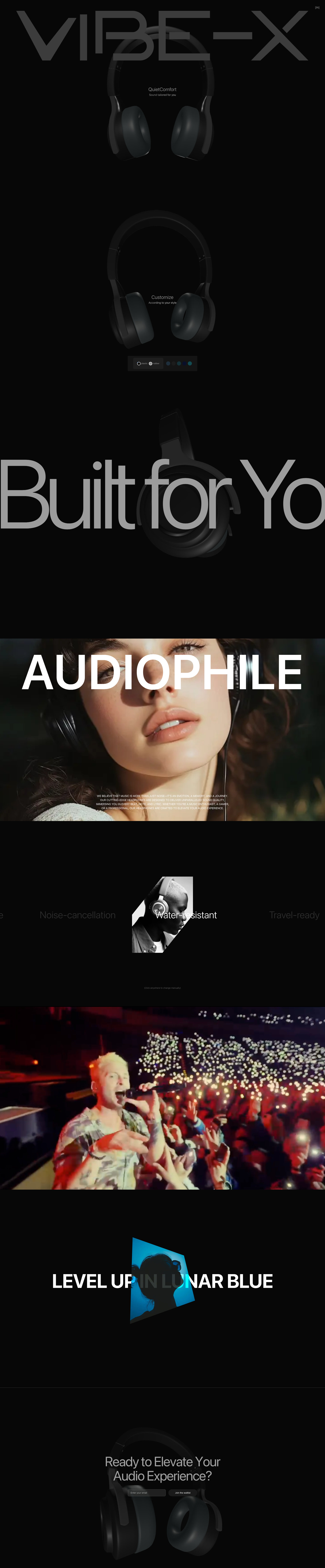 Vibe-X Landing Page Example: We believe that music is more than just noise—it's an emotion, a memory, and a journey. Our cutting-edge headphones are designed to deliver unparalleled sound quality, immersing you in every beat, note, and lyric. Whether you're a music enthusiast, a gamer, or a professional, our headphones are crafted to elevate your audio experience.