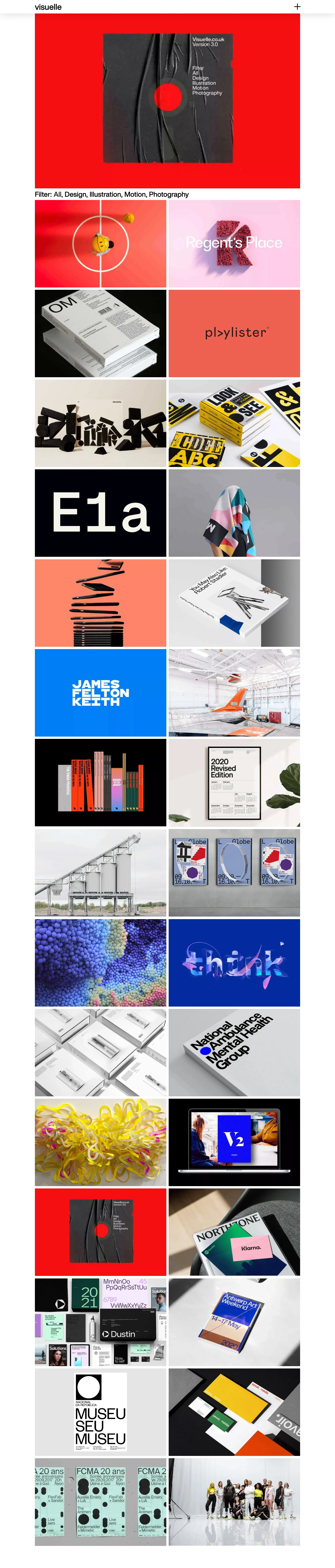 Visuelle Landing Page Example: Visuelle is a curated site and feed of the best visual and graphic design, curated by David Bennett.