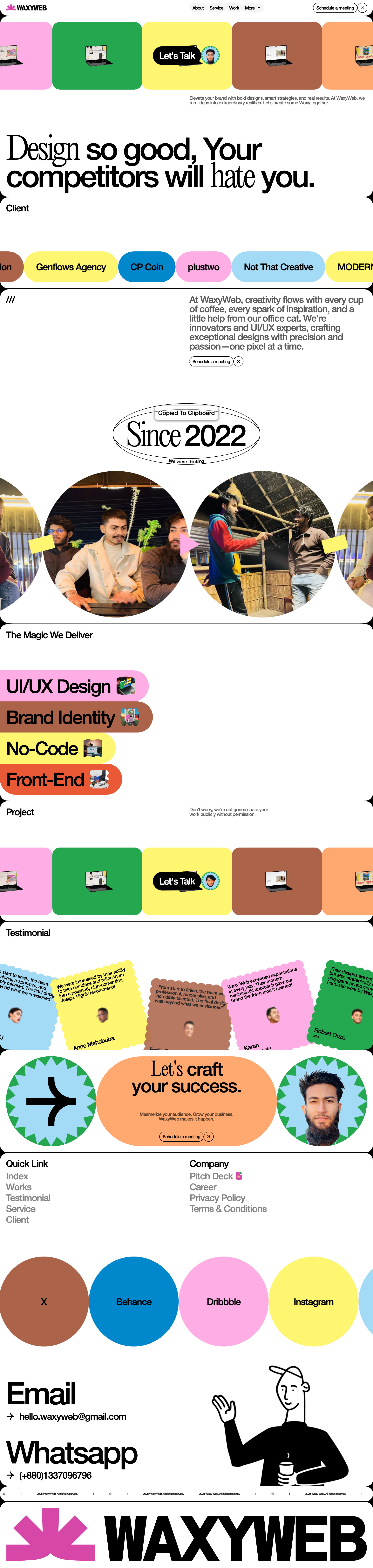 WaxyWeb Landing Page Example: Elevate your brand with bold designs, smart strategies, and real results. At Waxy Web, we turn ideas into extraordinary realities. Let’s create some Waxy together.