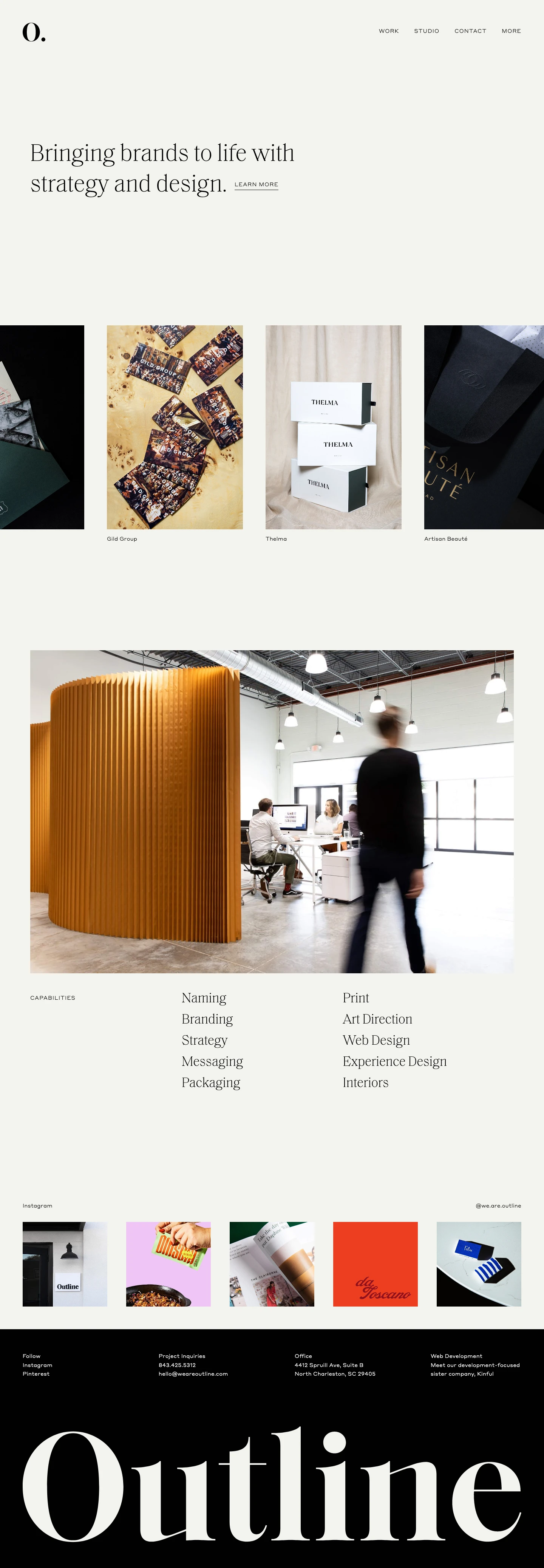 Outline Landing Page Example: Outline is your partner in exploring, designing and elevating your brand. We focus on naming, branding, narratives, web design and development.