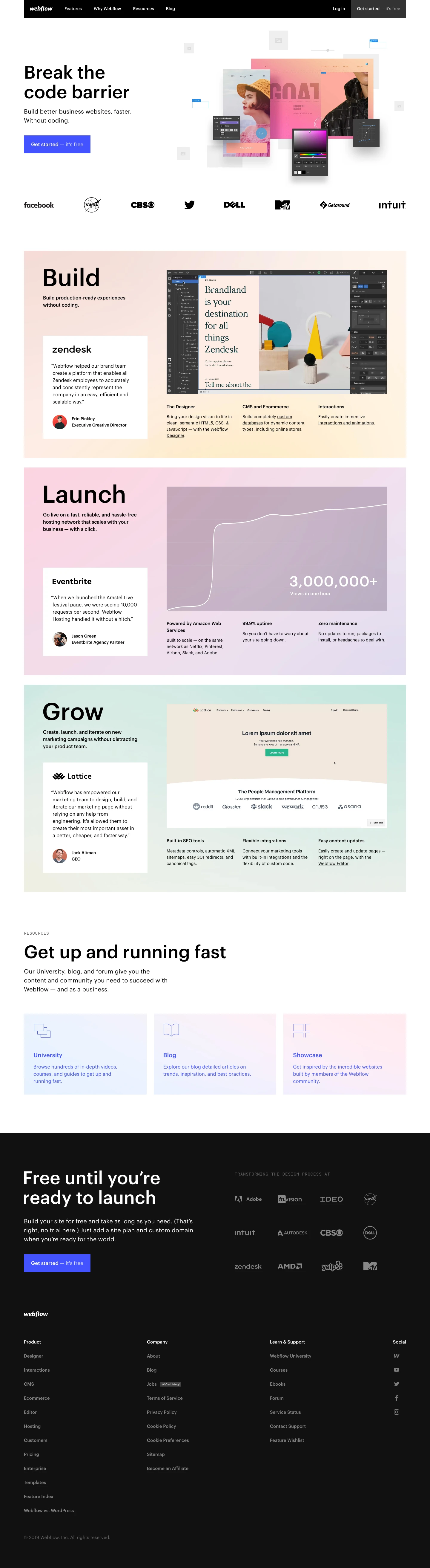 Webflow Landing Page Example: Responsive web design tool, CMS, and hosting platform. Build responsive websites in your browser, then launch with our world-class hosting or export your code. Discover the professional website platform built for your business.