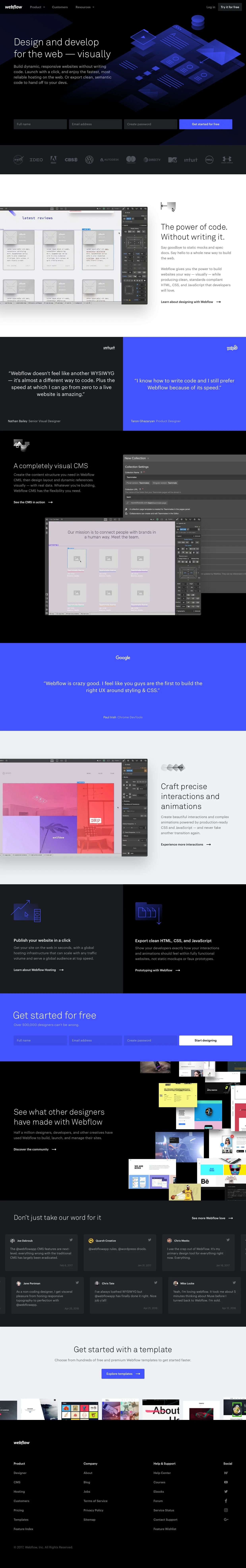 Webflow Landing Page Example: Responsive web design tool, CMS, and hosting platform