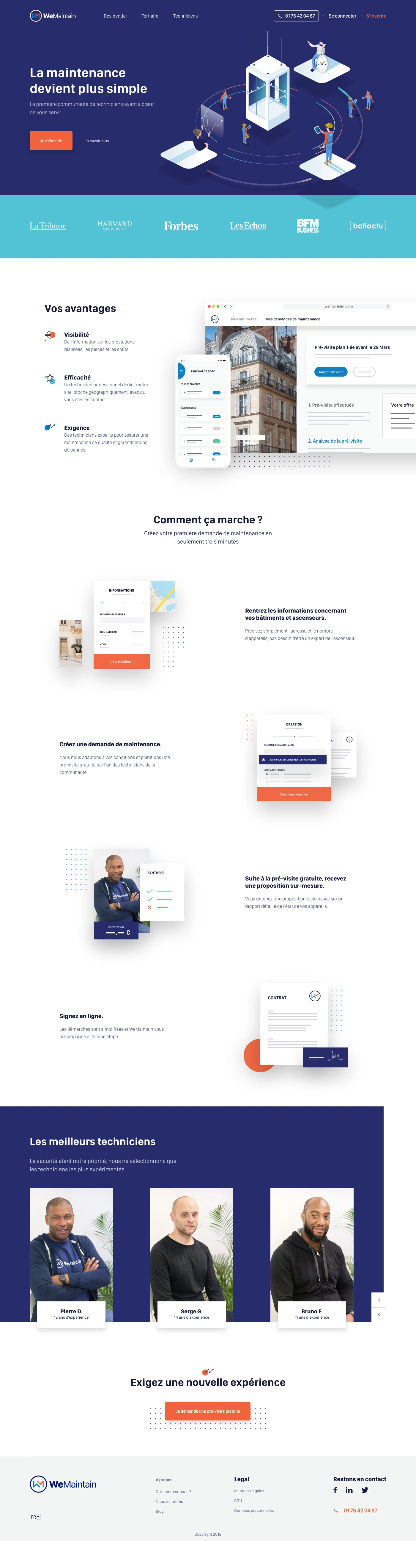 WeMaintain Landing Page Example: La maintenance devient plus simple