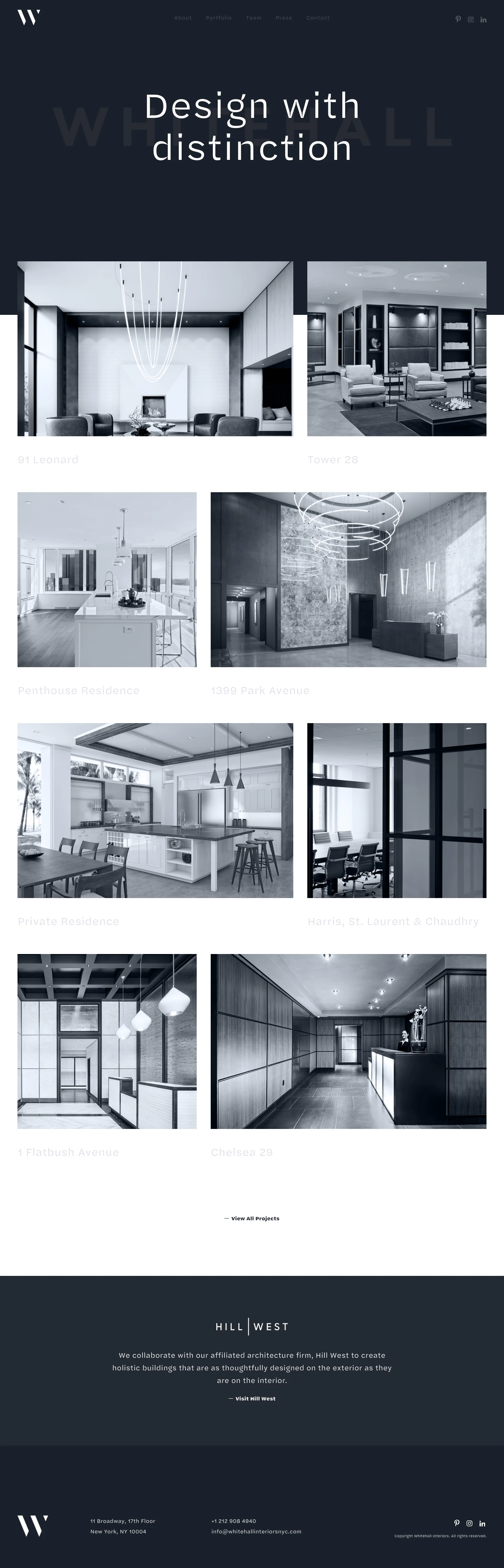 Whitehall Landing Page Example: Whitehall is a Manhattan-based design studio specializing in interior design, interior architecture, and custom furnishings. Our projects range from luxury multi-family residential to bespoke hospitality and commercial interiors. We strive to innovate and create unique end user experiences that inspire and maximize functional aesthetic.