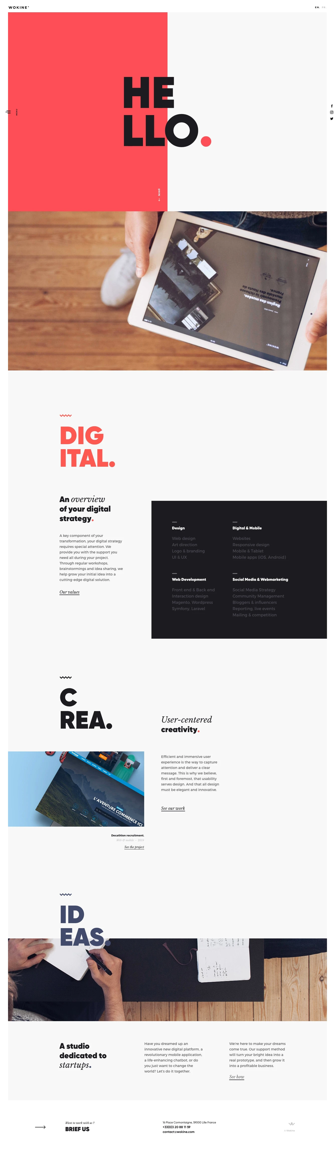 Wokine Landing Page Example: Global digital agency