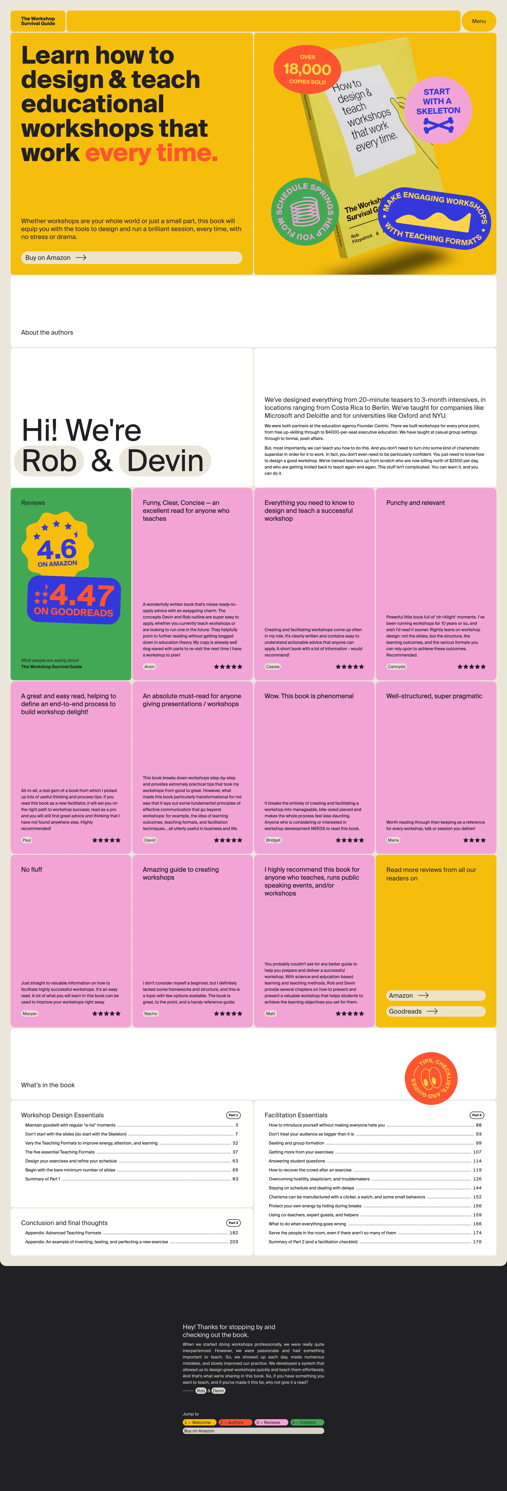 The Workshop Survival Guide Landing Page Example: Learn how to design and teach educational workshops that work every time.