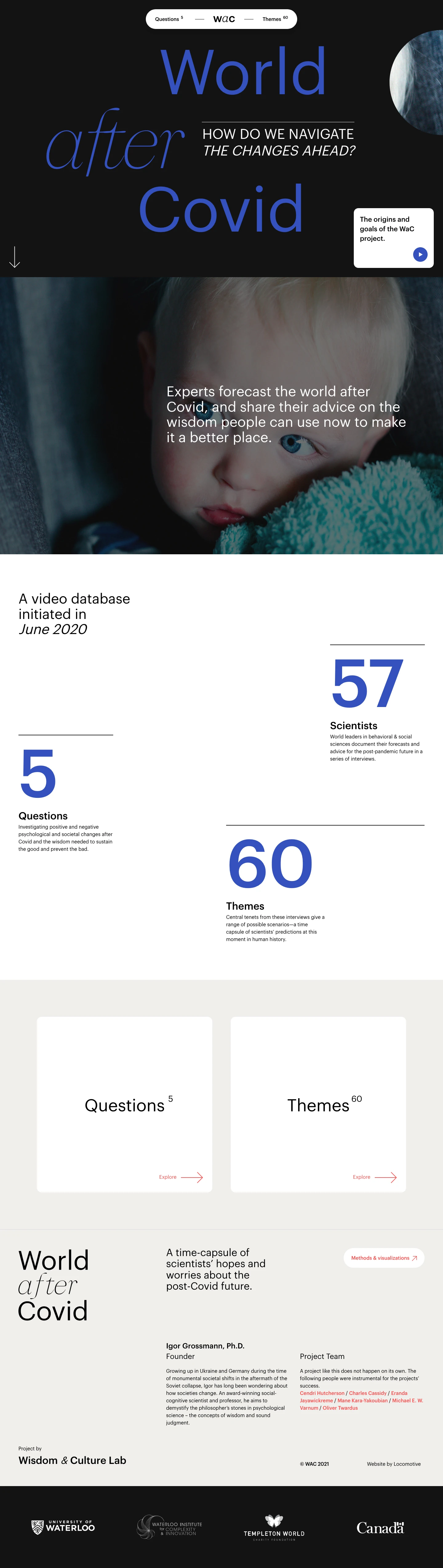 World After Covid Landing Page Example: Top social scientists forecast the world after Covid, and share their advice on the wisdom needed in a post-pandemic world.