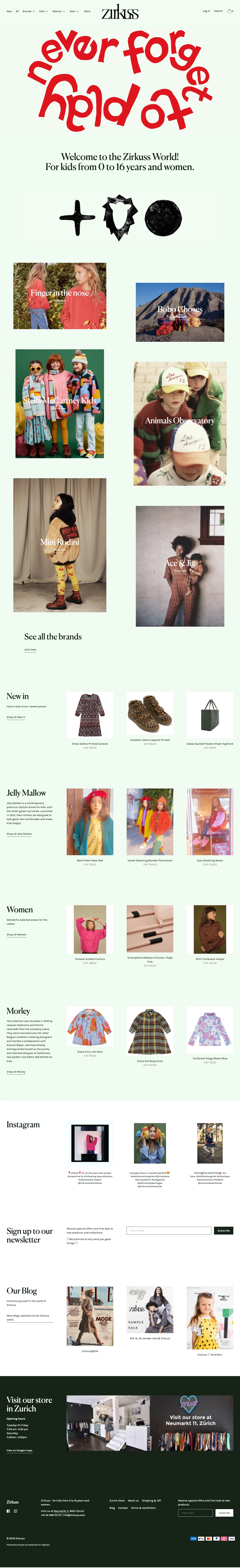 Zirkuss Landing Page Example: Special selection for kids, women and home.
