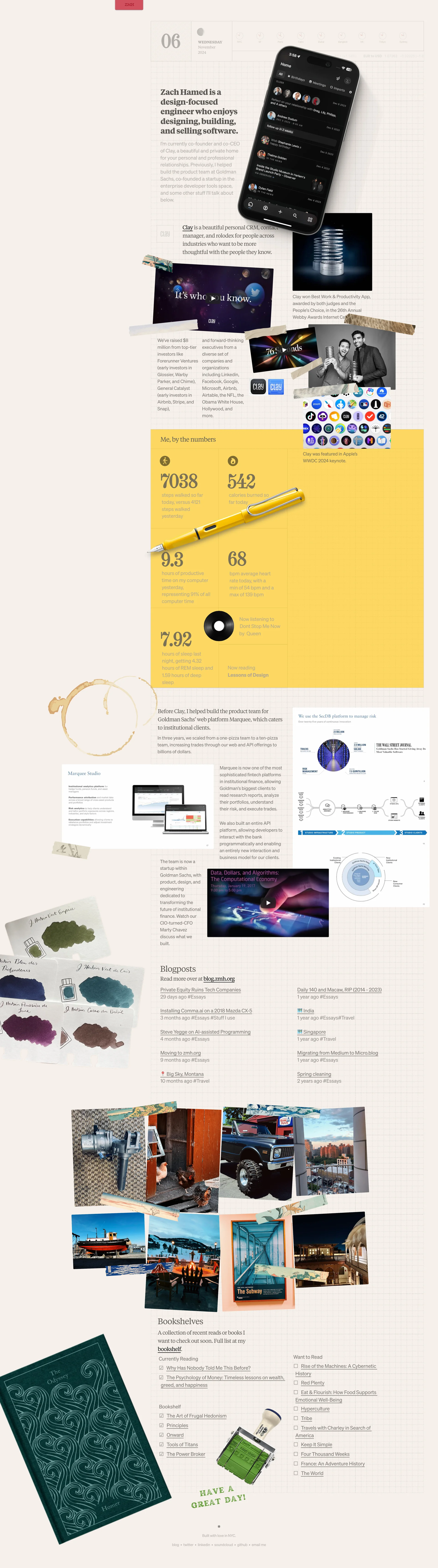 Zach Hamed Landing Page Example: Zach Hamed is a design-focused engineer who enjoys designing, building, and selling software.