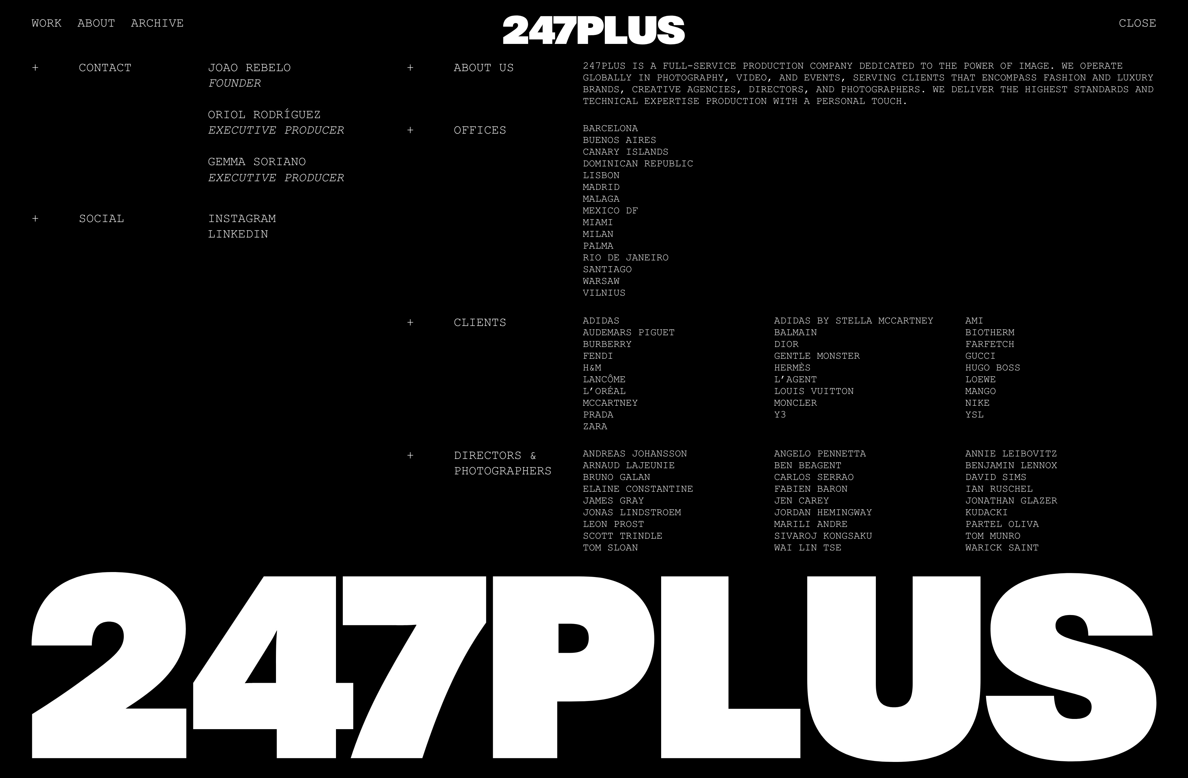 247PLUS Landing Page Example: 247PLUS is a full-service production company dedicated to the power of image. We operate globally in photography, video, and events.