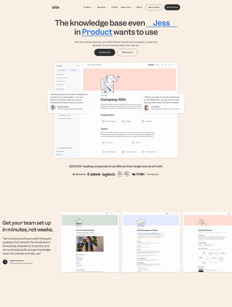 Slite - Landing Page Design | Lapa Ninja