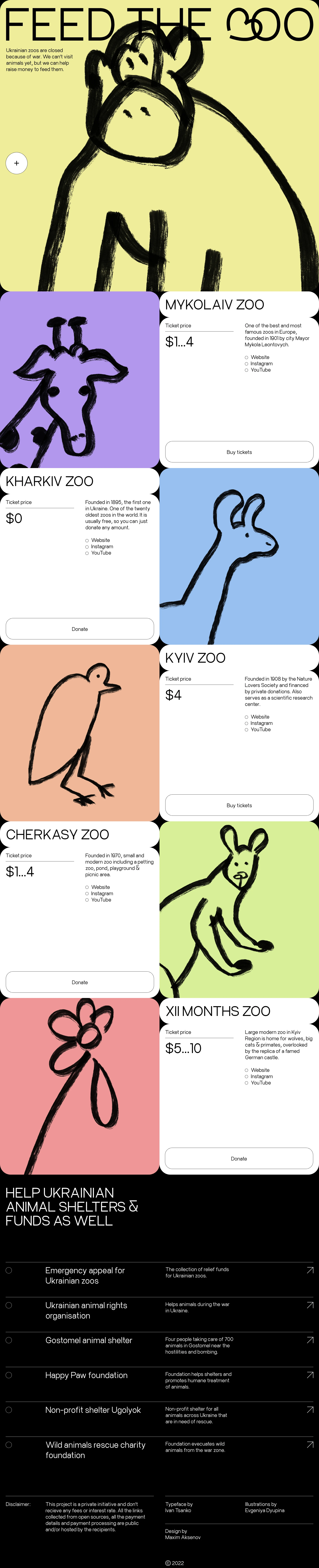 FEED THE 3OO Landing Page Example: Help raise money for Ukrainian zoos, funds and animal shelters.