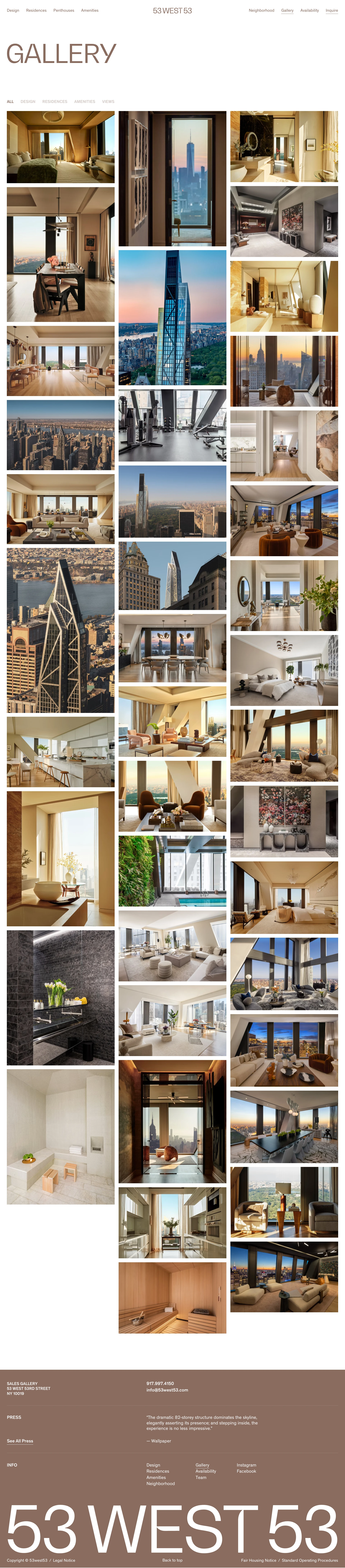 53 West 53 Landing Page Example:  New York icon by Jean Nouvel & Thierry Despont. 145 light-filled condominium residences. Panoramic views, 5-star hotel-level service & unparalleled amenities.