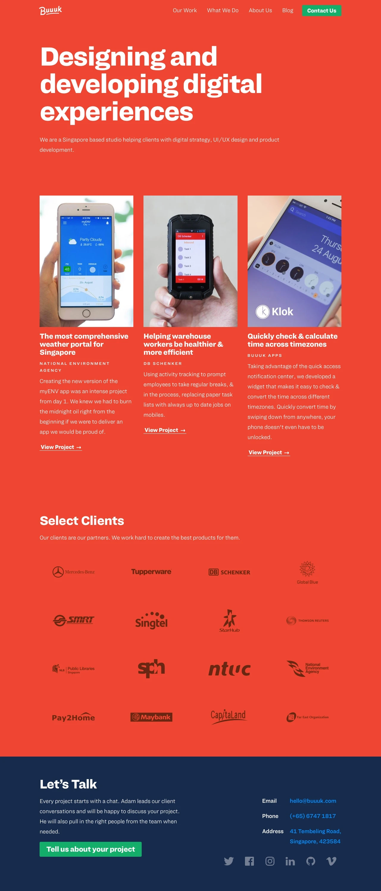 Buuuk Landing Page Example: Buuuk creates outstanding iOS and Android apps. We are a Singapore based studio helping clients with digital strategy, UI/UX design and product development.