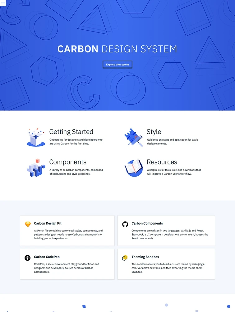 Carbon Design System website design - Lapa Ninja
