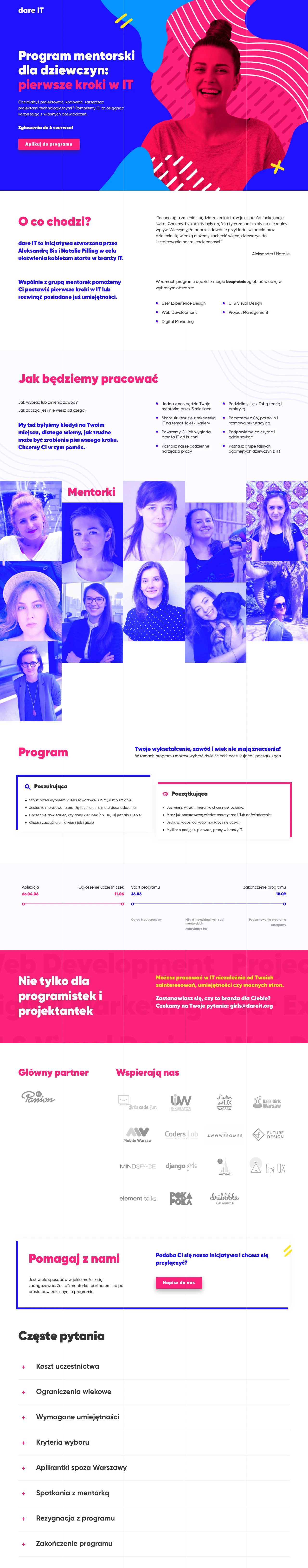 Dare IT Landing Page Example: Would you like to design, code, manage technological projects? We will help you achieve this using your own experience.