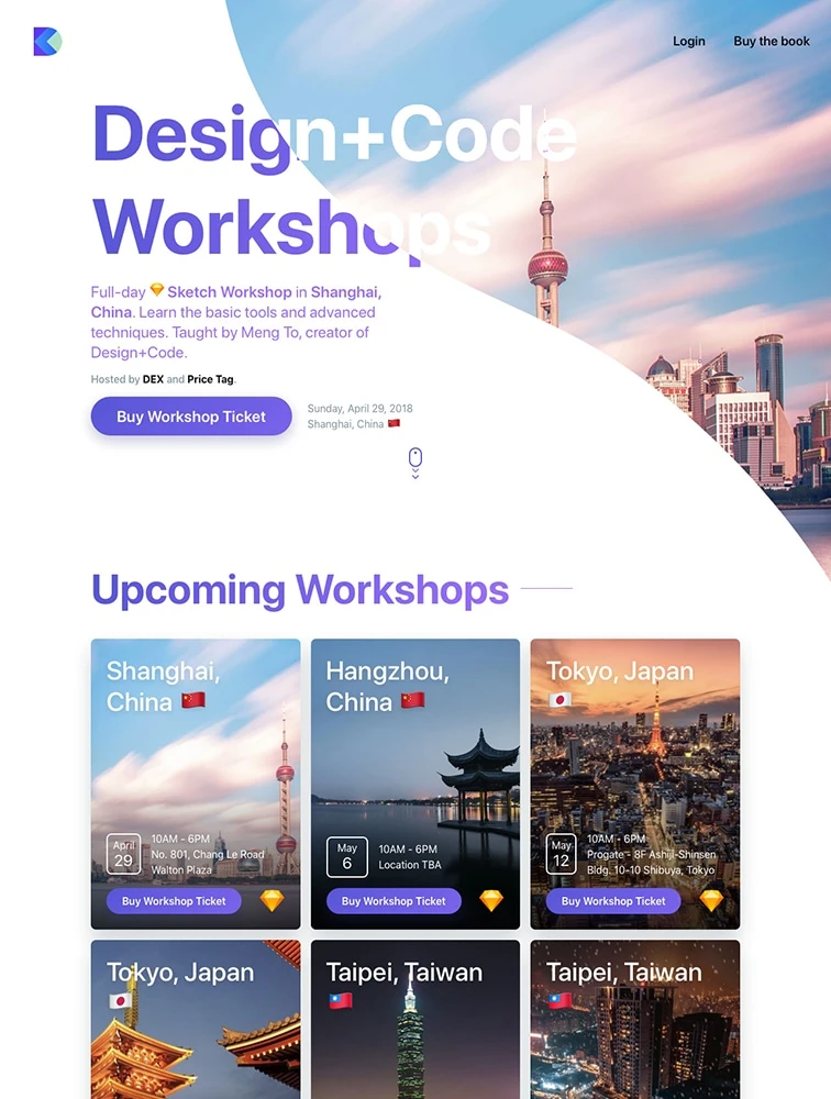 Design+Code Workshops website design - Lapa Ninja