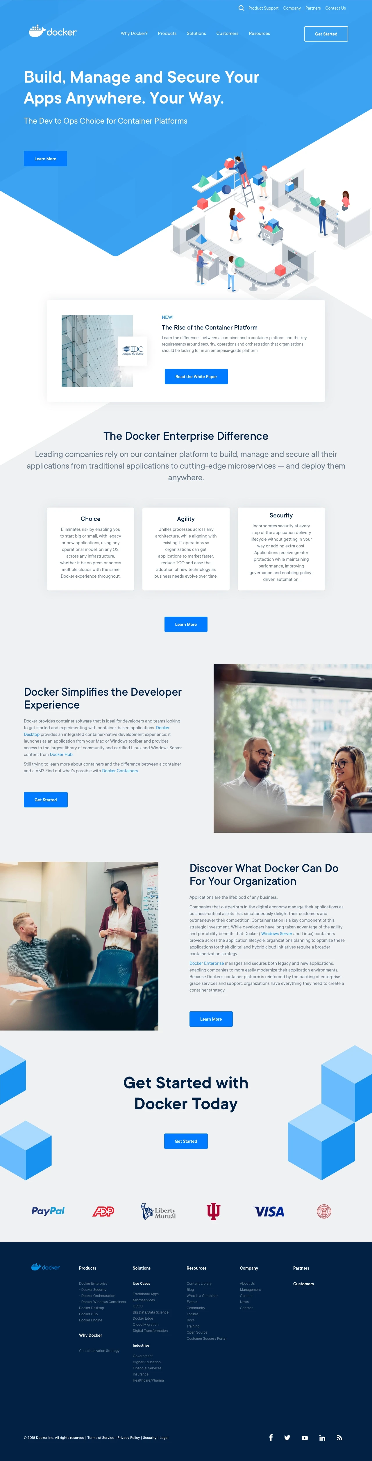 Docker Landing Page Example: Docker is an open platform for developers and sysadmins to build, ship, and run distributed applications, whether on laptops, data center VMs, or the cloud.