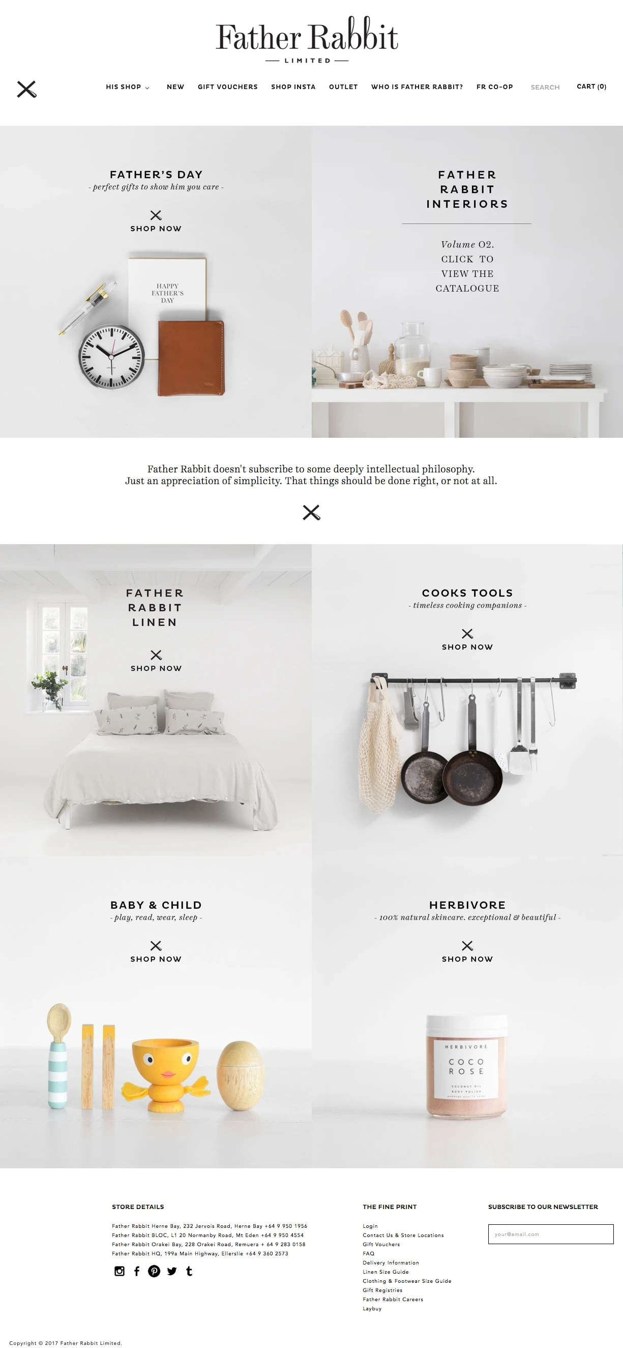 Father Rabbit Landing Page Example: Beautiful selection of online homewares, kitchen products, storage, gifts and bedlinen.