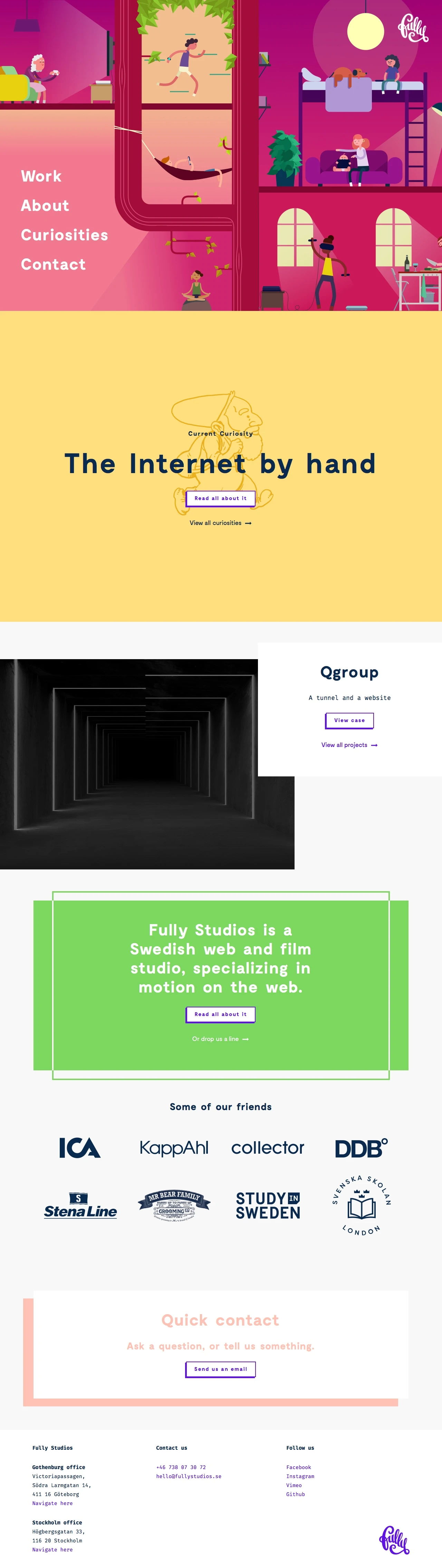 Fully Studios Landing Page Example: Fully Studios is a Swedish web and film studio, specializing in motion on the web.
