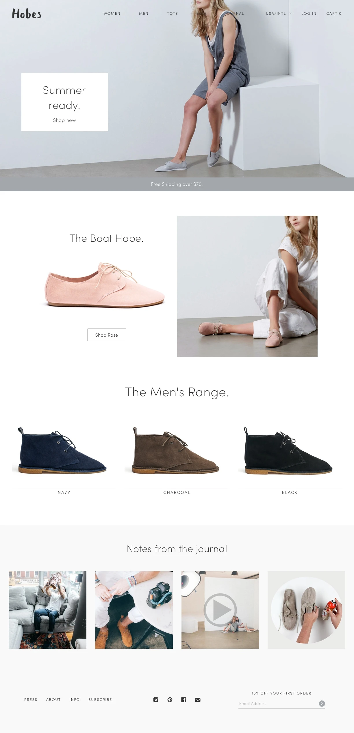 Hobes Landing Page Example: Super fine, soft and incredibly lightweight footwear basics. A timeless range of wardrobe essentials, designed and handmade with integrity and longevity.