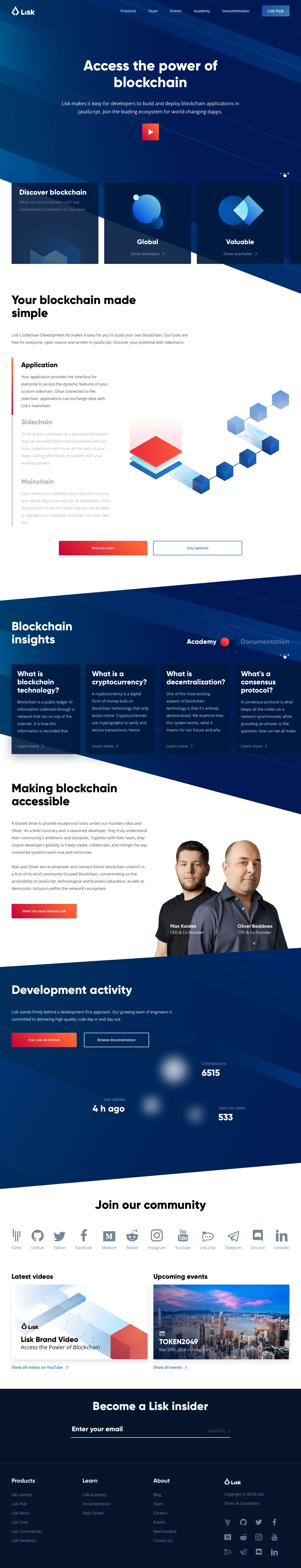 Lisk Landing Page Example: Lisk makes it easy for developers to build and deploy blockchain applications in JavaScript. Join the leading ecosystem for world-changing dapps.