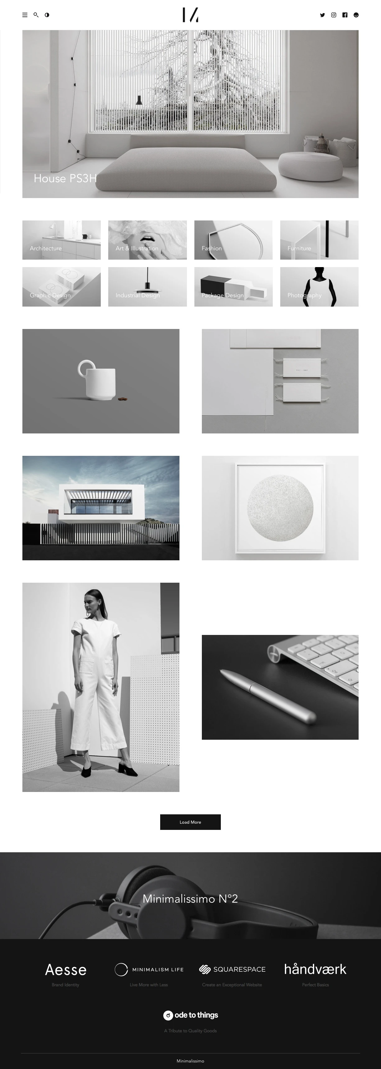 Minimalissimo Landing Page Example: Minimalissimo magazine is a celebration of minimalism, aiming to inspire creatives and showcase the best in the field of design. We  publish daily articles focused on art, architecture, fashion, furniture and product design.