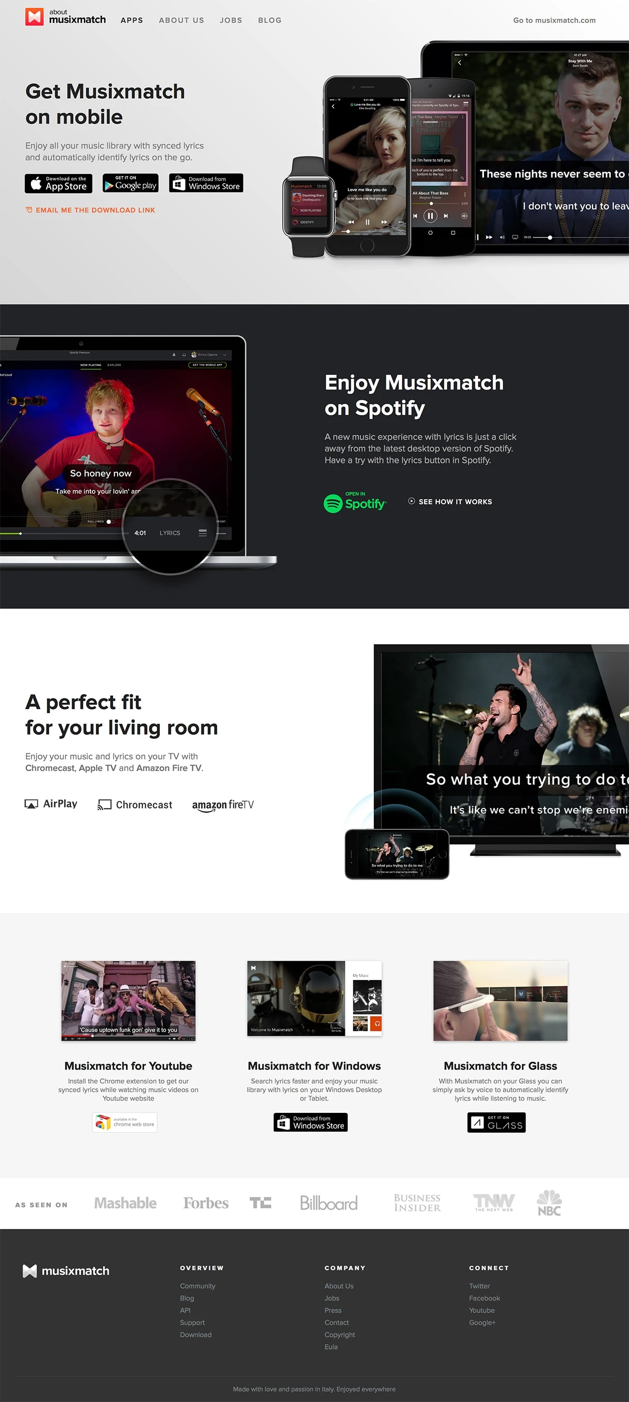 Musixmatch Apps Landing Page Example: Musixmatch is the World's Largest Lyrics Catalog available on mobile and desktop