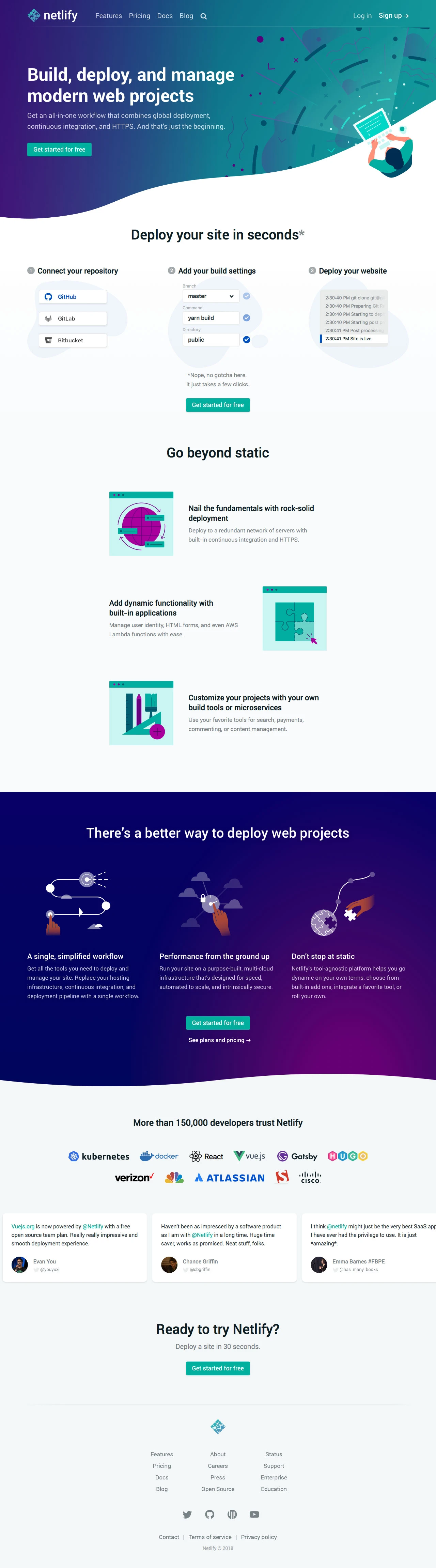 Netlify Landing Page Example: All-in-one platform for automating modern web projects