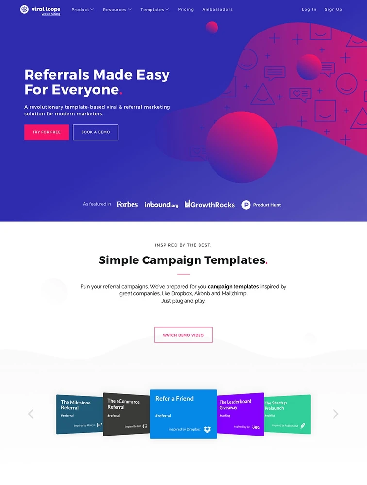 Viral Loops website design - Lapa Ninja