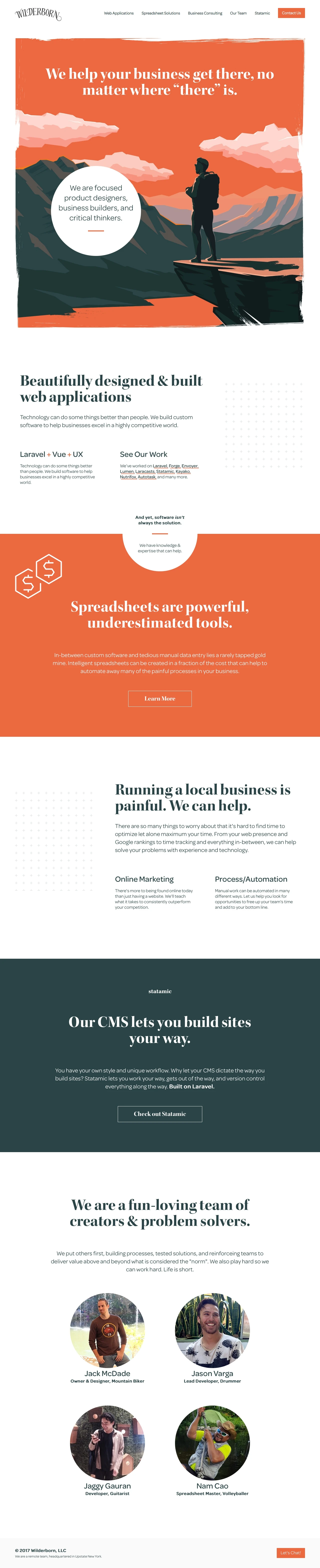 We Are Wilderborn Landing Page Example: We help your business get there, no matter where “there” is.