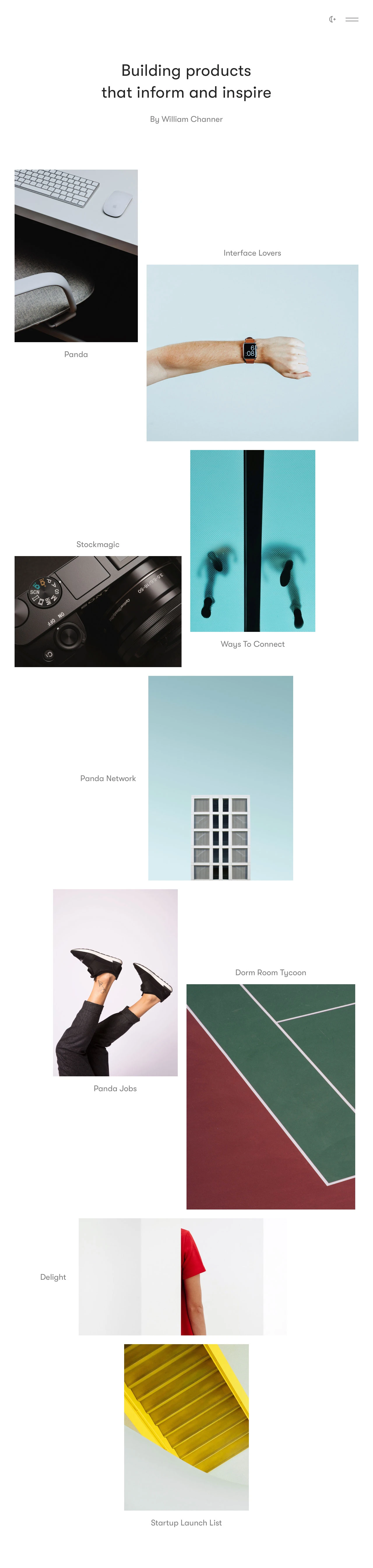William Channer Landing Page Example: Building products that inform and inspire
