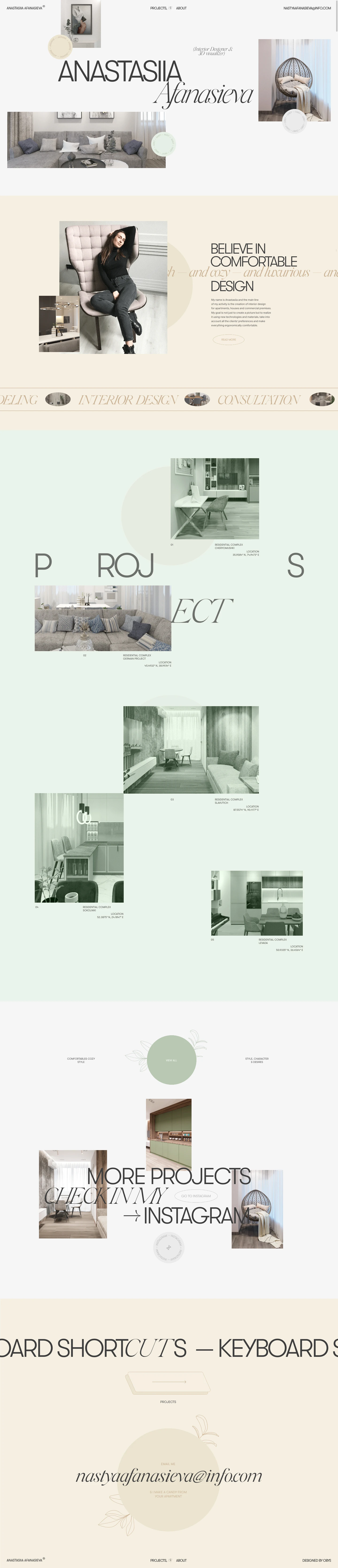 Anastasiia Afanasieva Landing Page Example: Interior Designer & 3D Visualizer