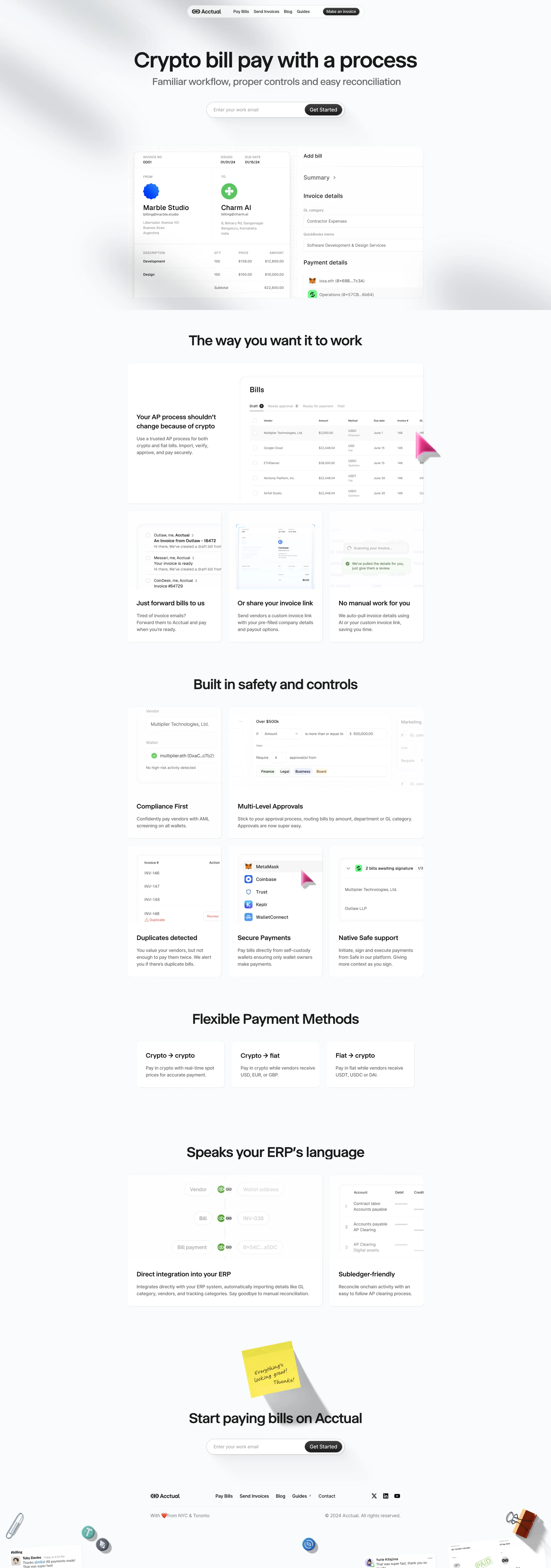 Acctual Landing Page Example: Easy accounts payable / accounts receivable automation for fiat and digital assets, with Acctual's crypto accounting software.