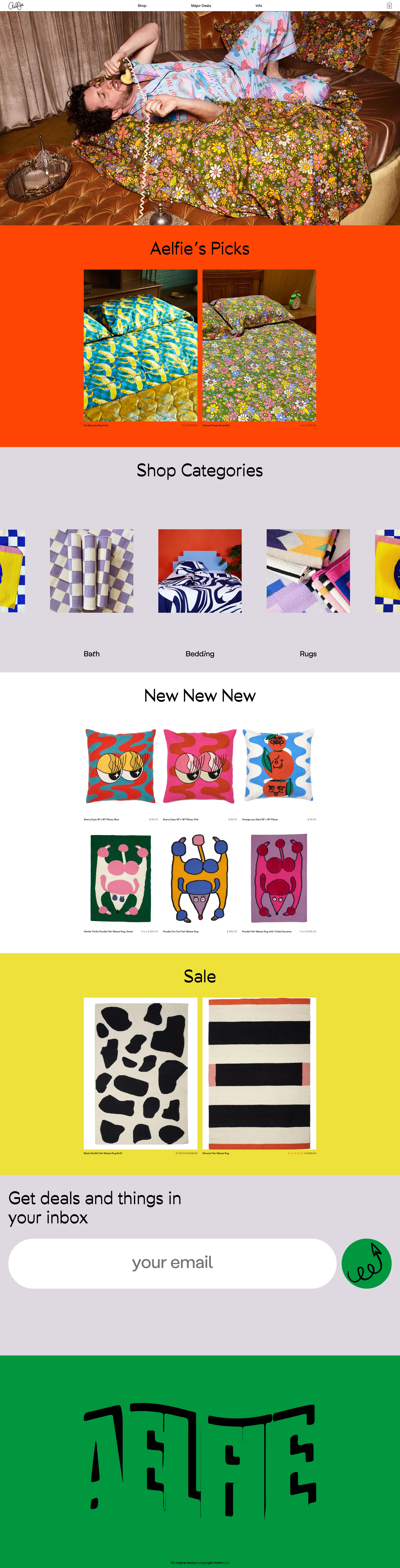 Aelfie Landing Page Example: Shop artisanal hand-made home decor designed with love in Brooklyn, NY.