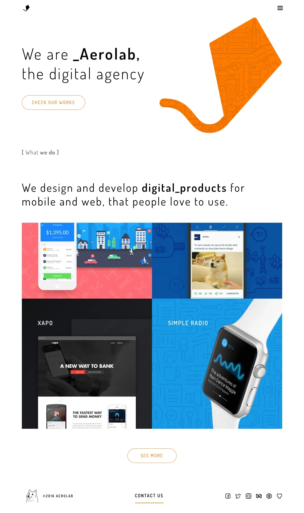 Aerolab Landing Page Example: We design and develop digital_products for mobile and web, that people love to use.