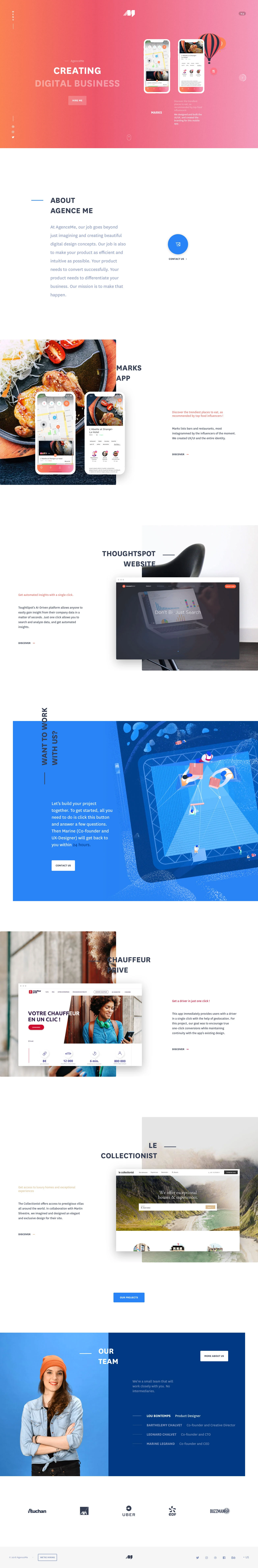 AgenceMe Landing Page Example: At AgenceMe, our job goes beyond just imagining and creating beautiful digital design concepts. Our job is also to make your product as efficient and intuitive as possible.a