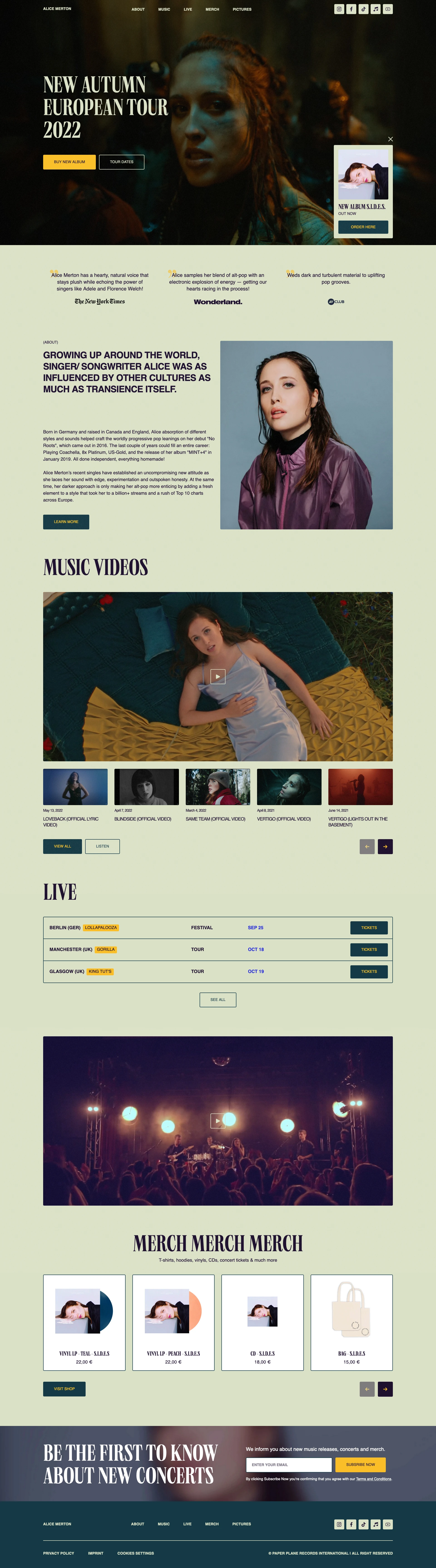 Alice Merton Landing Page Example: Growing up around the world, singer/ songwriter Alice was as influenced by other cultures as much as transience itself.