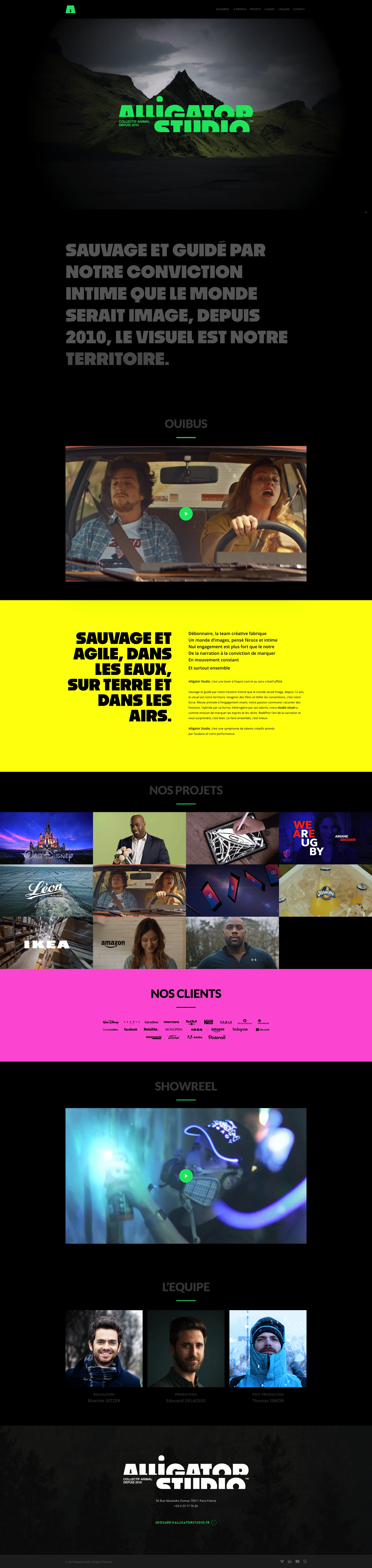 Alligator Studio Landing Page Example: Advertising, Films and Digital Content.