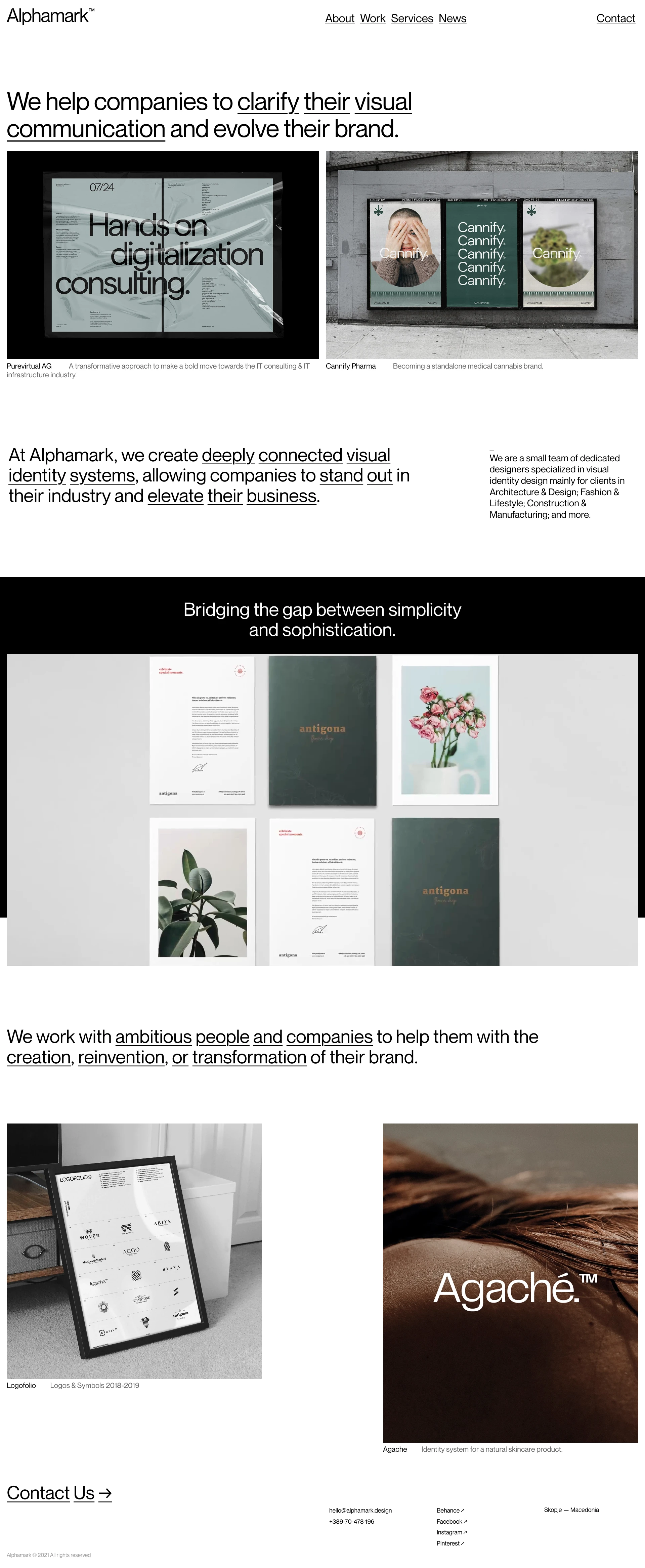 Alphamark Landing Page Example: Alphamark is a branding studio focused on helping companies to clarify their visual communication and evolve their brand.
