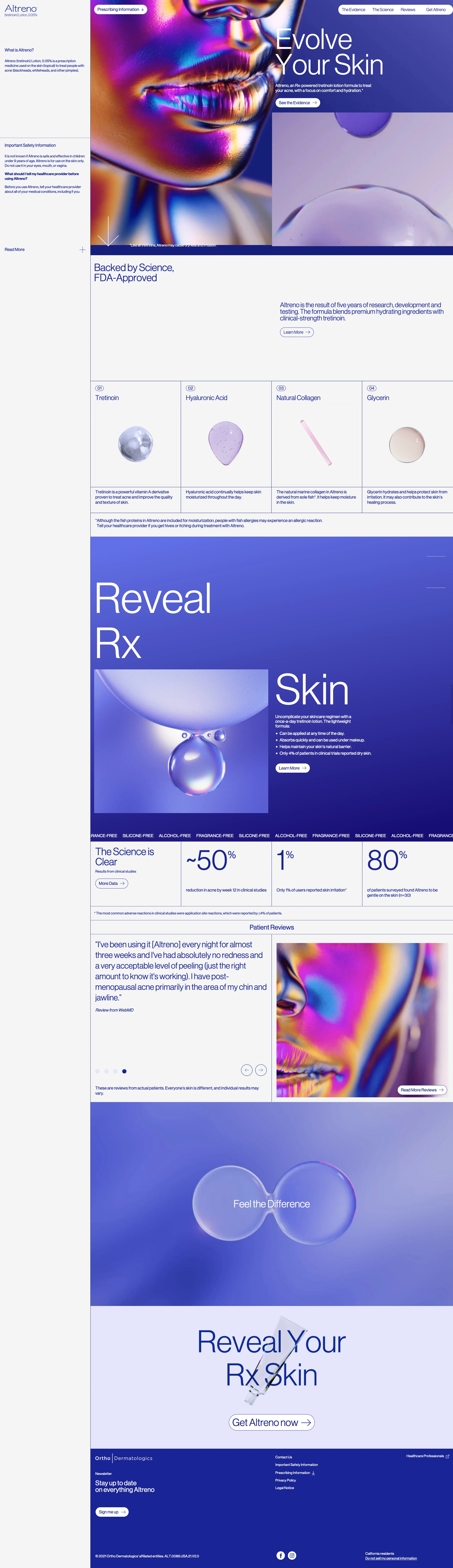 Altreno Landing Page Example: Reveal your Rx Skin. Learn more about Altreno, the only tretinoin in a hydrating lotion formulation.