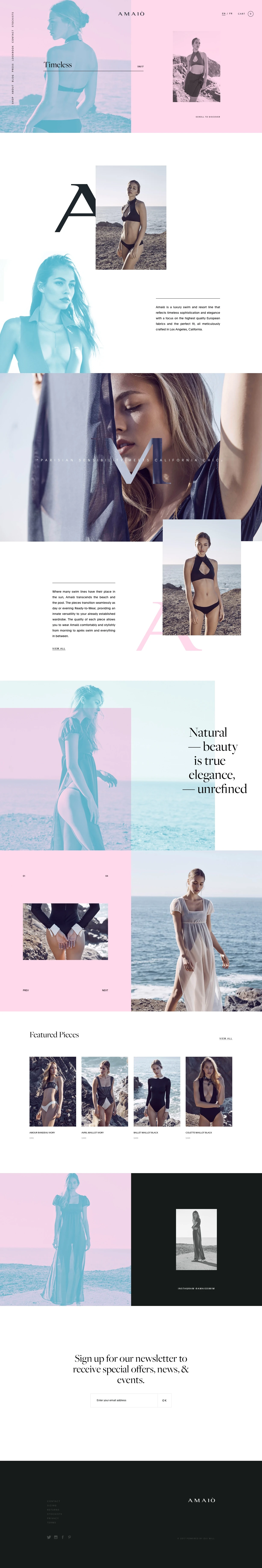 AMAIÒ Landing Page Example: AMAIÒ is a luxury women’s designer swimwear label that blurs the line between designer bathing suits and ready-to-wear.