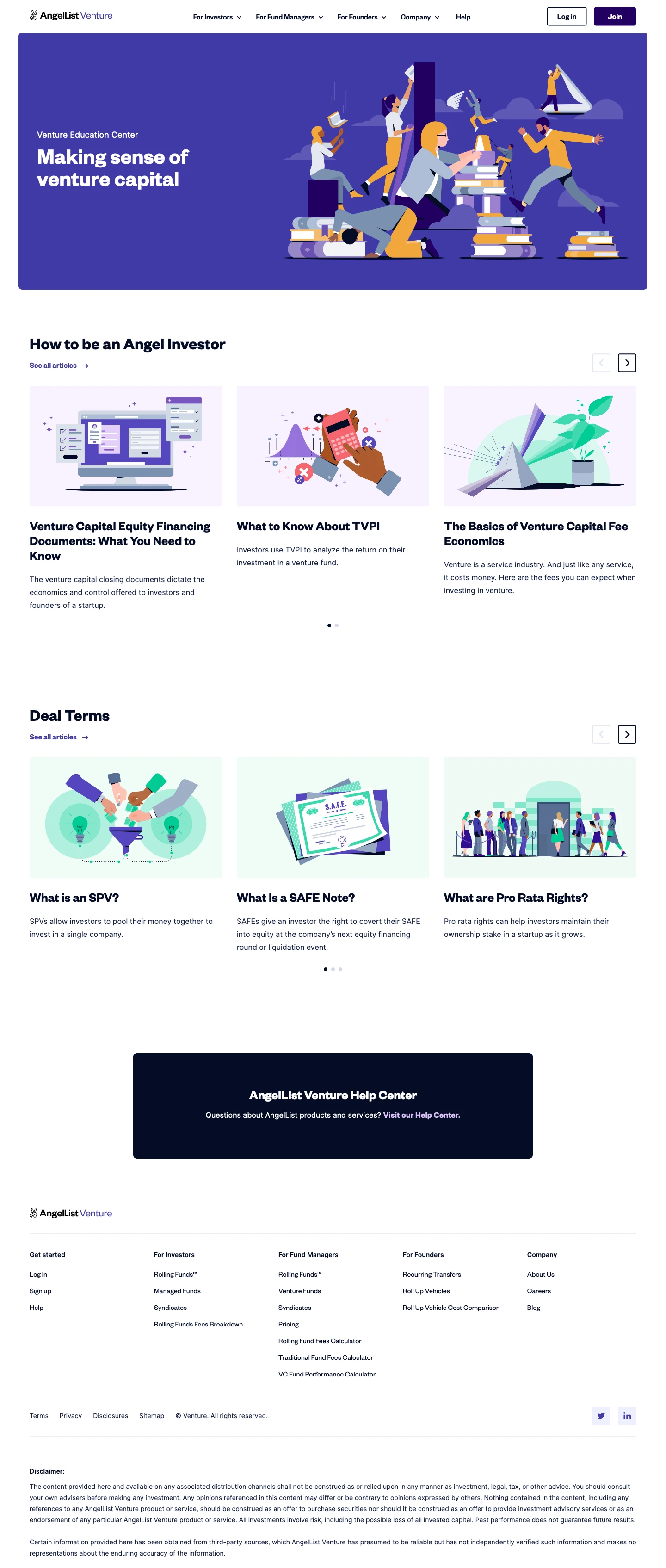 AngelList Venture Landing Page Example: Start or invest in venture capital funds and syndicates. Join leading venture capitalists and angel investors funding tech startups.
