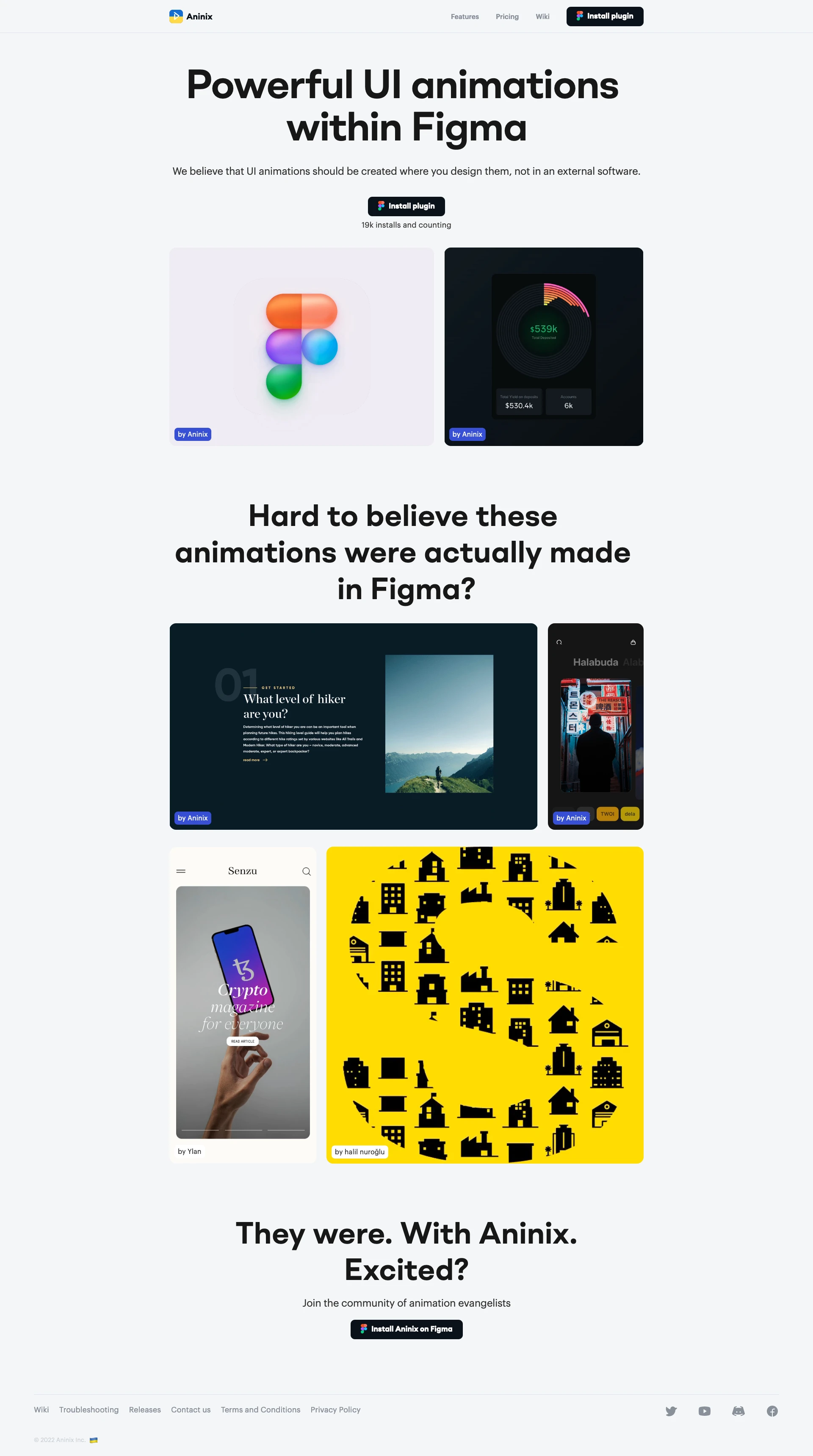 Aninix Landing Page Example: Easily create motion design systems, export animations for promos, and provide animation inspector for developers. All within Figma’s interface.