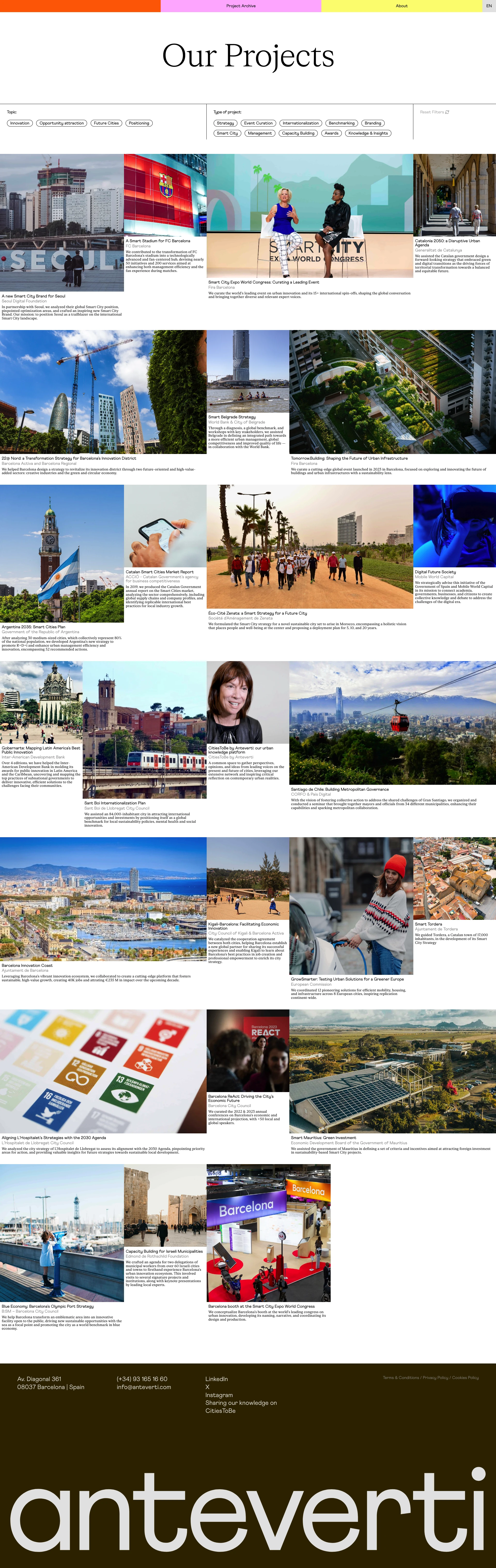 Anteverti Landing Page Example: We help cities, governments, and companies harness innovation, sustainability, and creativity to unlock new opportunities.
